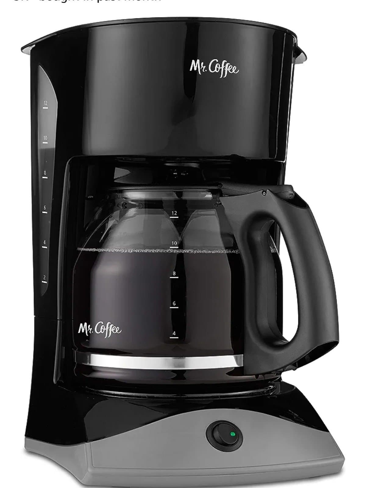 Mr. Coffee Black Coffee Maker, 12 Cups, with Auto Pause and Glass Carafe
