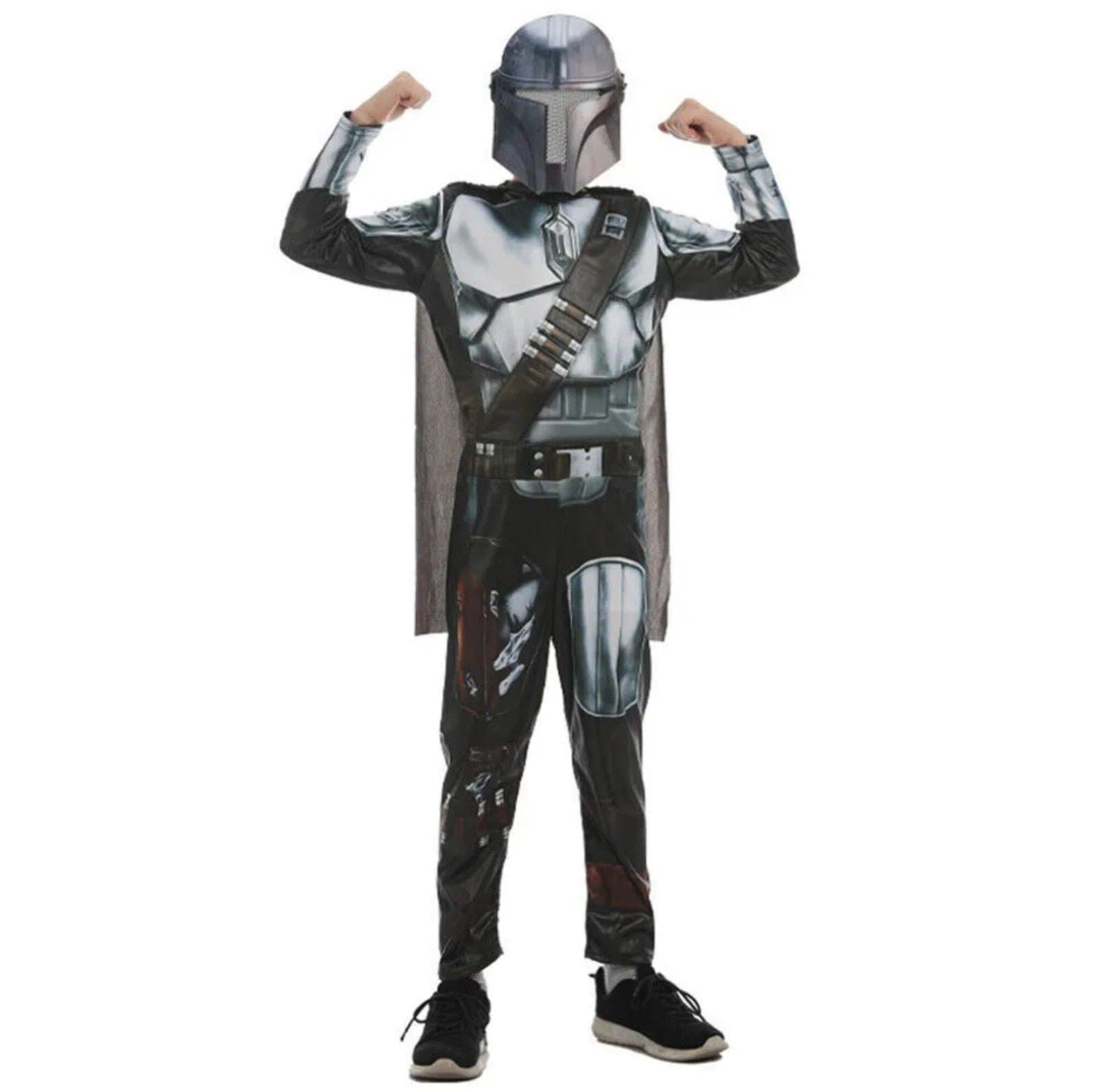 Star Wars Mandalorian Costume Boys Medium Jumpsuit, Cape, Helmet sz medium
