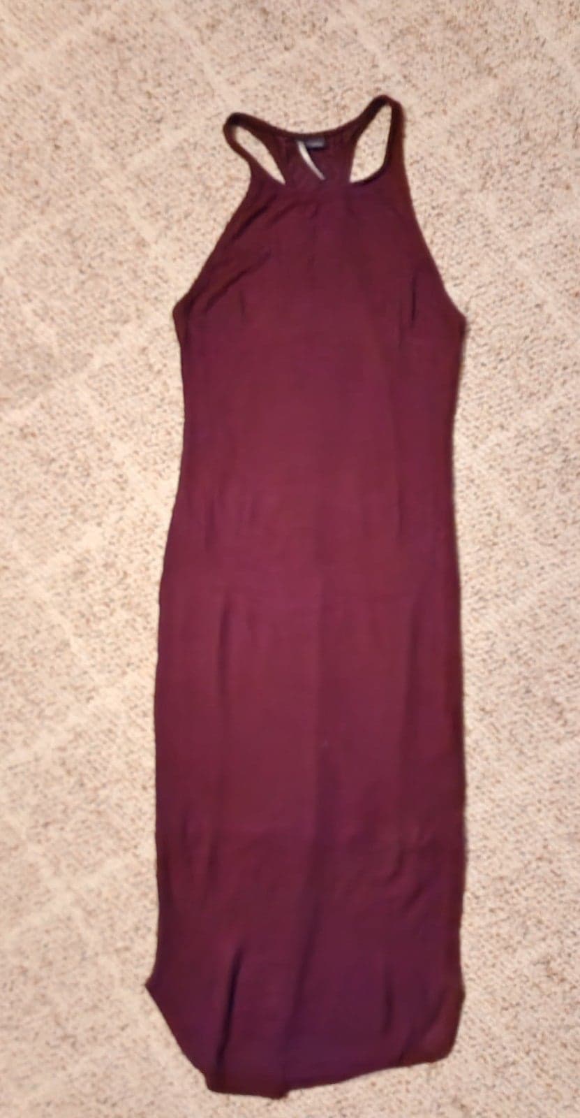 Burgundy Bodycon Sparkle & Fade Midi Dress szS