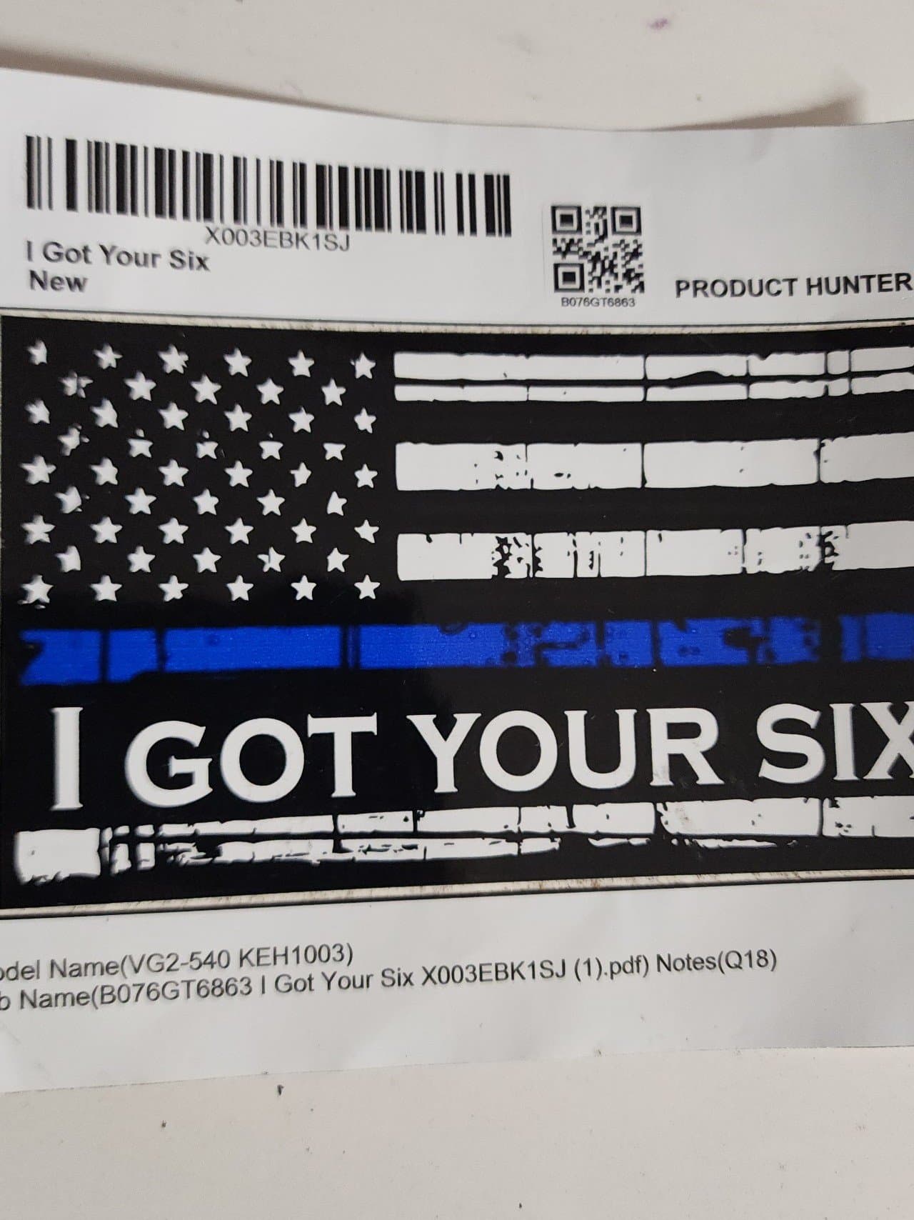 I got your six flag sticker