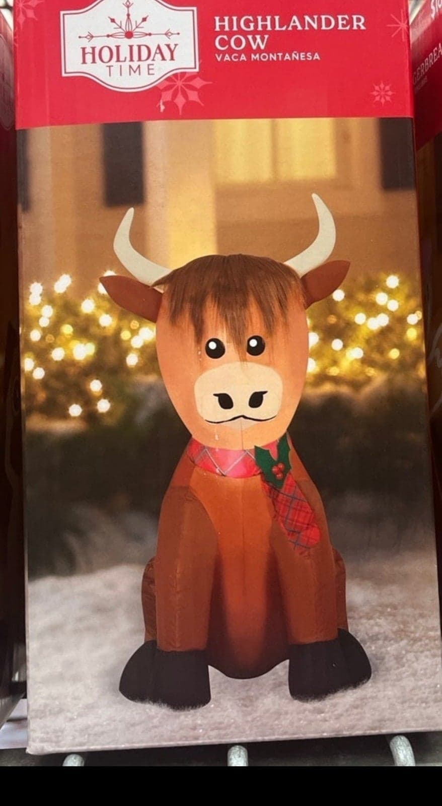3.5 ft Christmas Inflatable Highlander cow