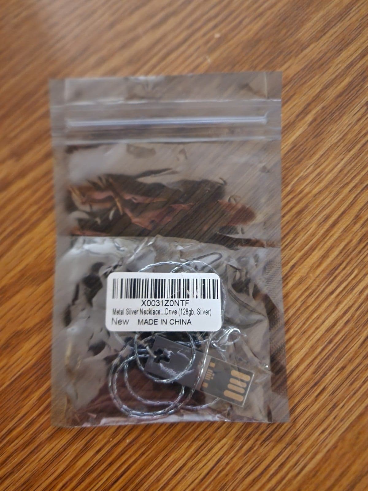 Silver Flashdrive Necklace 128gb with Cross