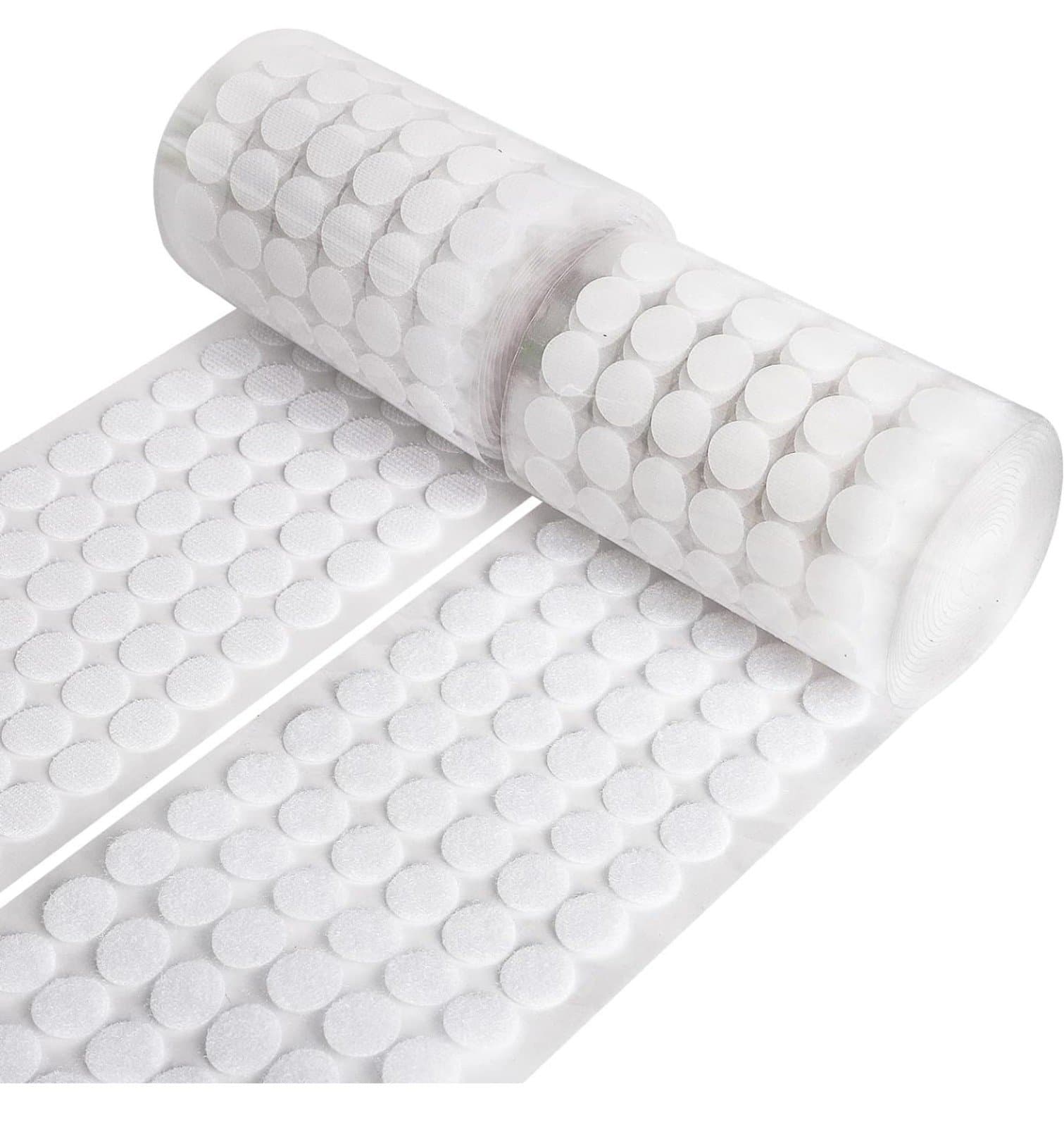 Self Adhesive Dots 2000pcs (1000 Pairs) 0.59" Diameter White Hook & Loop Dots Wa