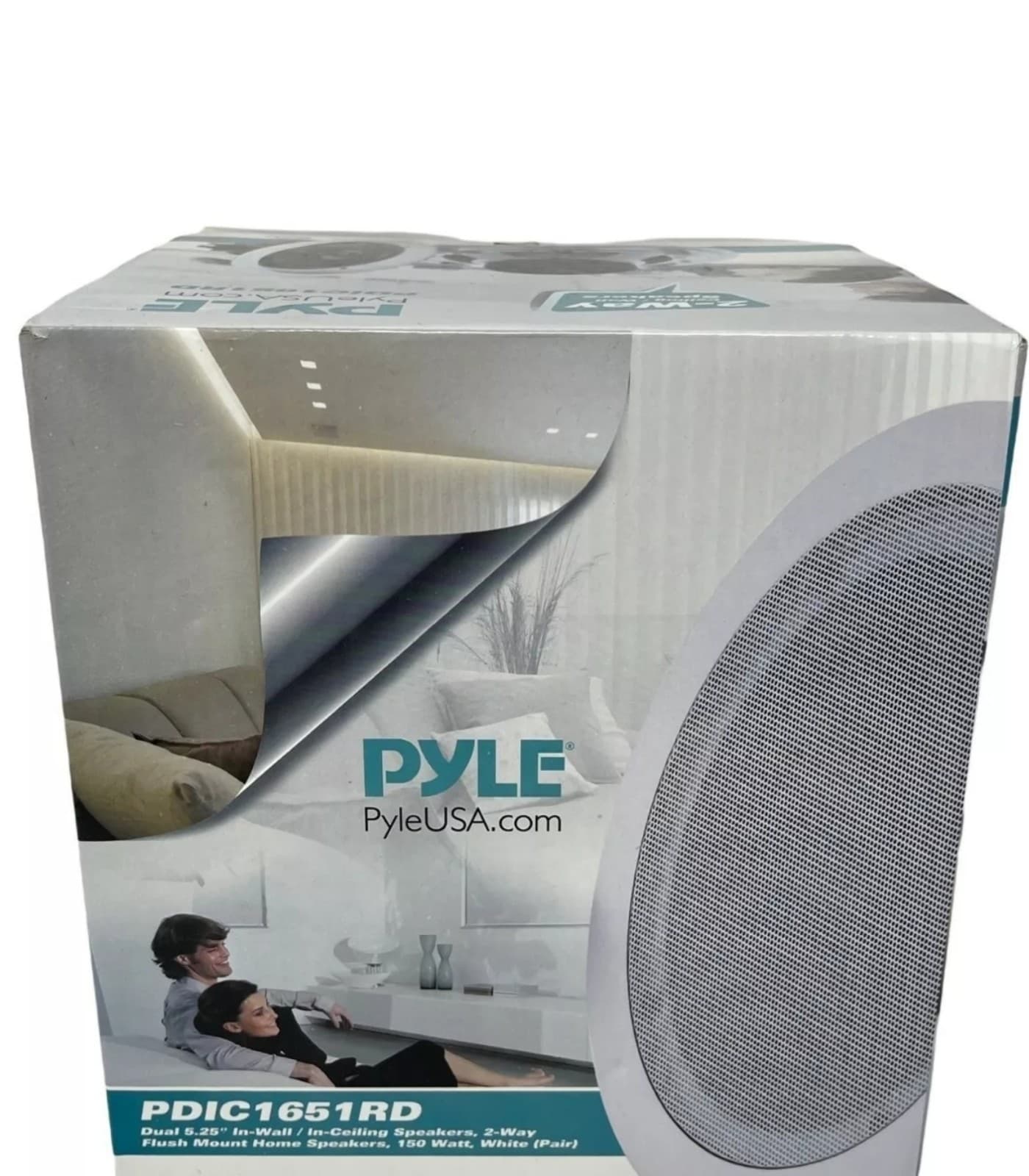Pyle 2-Way Ceiling Wall Speakers PDIC1651RD Dual 5.25" White