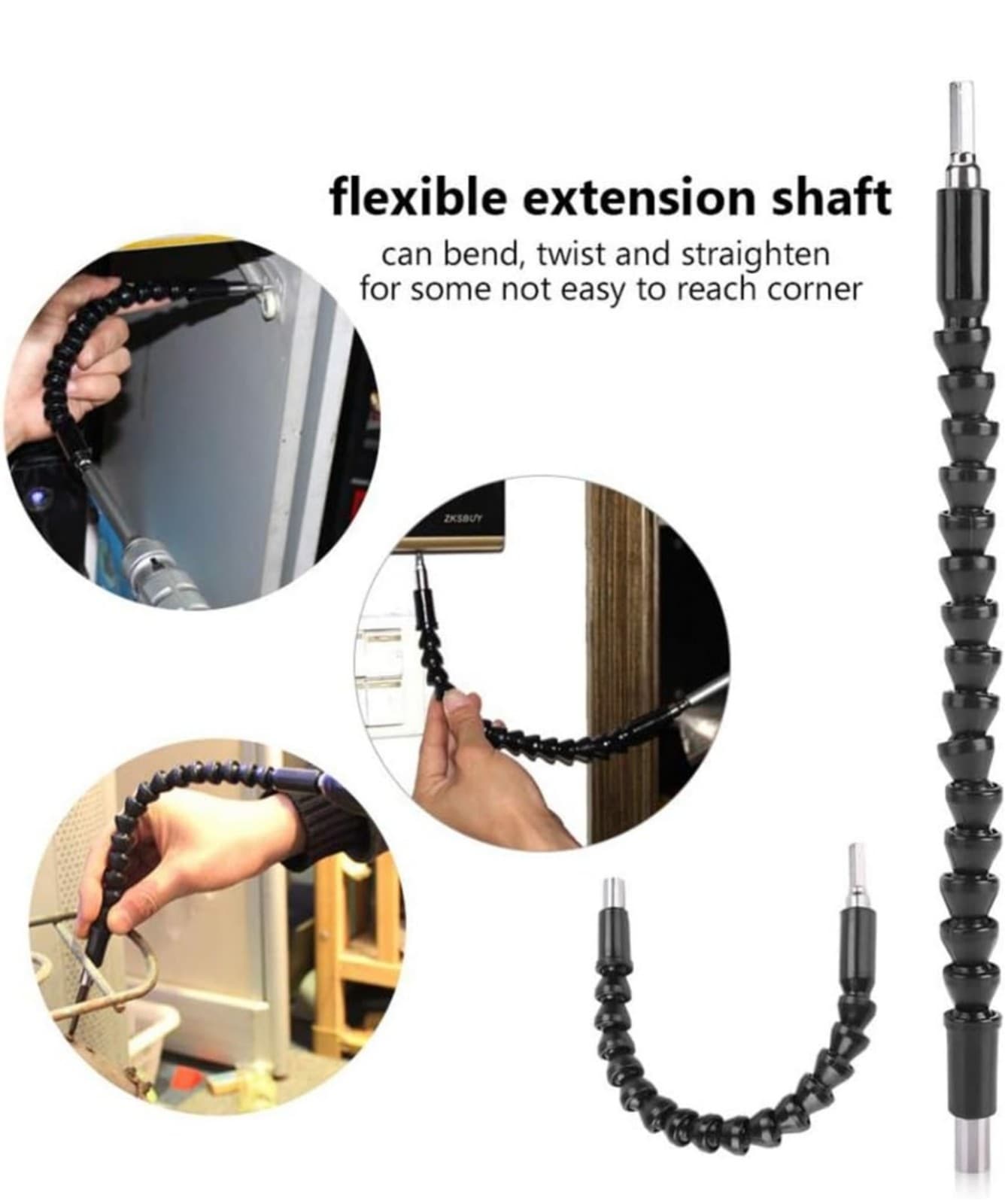 Flexible Drill Bit Extension Kit, Plastic & Metal Hex Shank Socket Angle