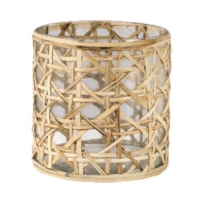 SERENE SPACES LIVING SAIGON CANE WRAPPED GLASS HURRICANE COLLECTION