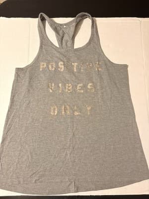 Gray Racerback Mesh Back Tank Top Positive Vibes Only Women's Activewear