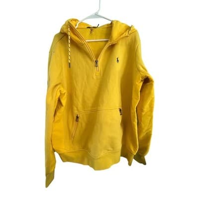 Polo Ralph Lauren Mens Fleece Hoodie and Shorts Set Yellow Size Large Tracksuit - Image 1