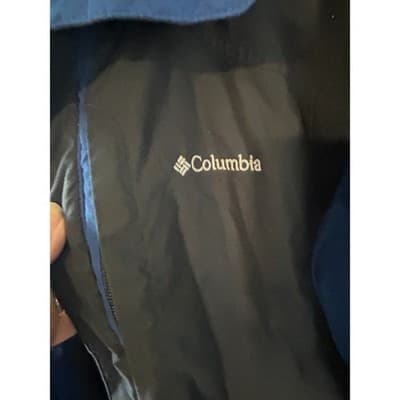 Columbia Hooded Jacket Mens Large Navy Blue Black Full Zip Windbreaker Hiking - Image 1