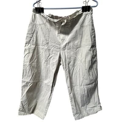 Gloria Vanderbilt Womens Khaki Cropped Capri Pants Beige Size 12 Petite Utility - Image 1