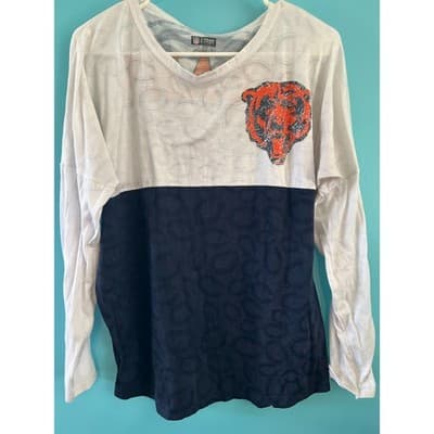 NFL Team Apparel Chicago Bears Sleepwear Shirt Women Large Navy White Colorblock - Image 1