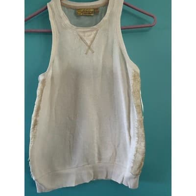 Princess Vera Wang Tank Top XS White Gold Sequin Mesh Racerback Knit Sleeveless - Image 1