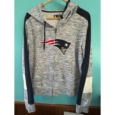 NFL Team Apparel New England Patriots Zip Up Hoodie Womens Large Grey Marl L - Image 1