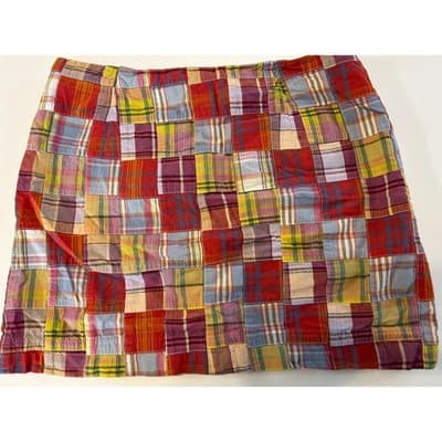 J.Crew Patchwork Plaid Mini Skirt Size 2 Multi-Color Preppy A-Line Pockets - Image 1