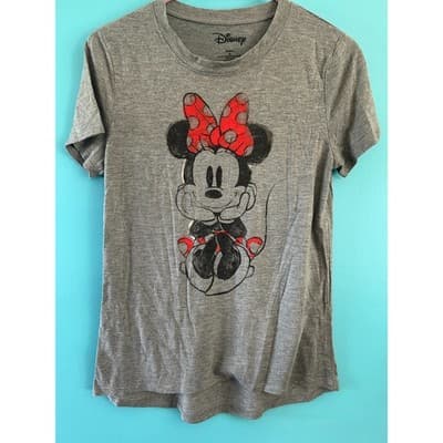 Disney Minnie Mouse Graphic T-Shirt Women Medium Gray Short Sleeve Tee Heathered - Image 1