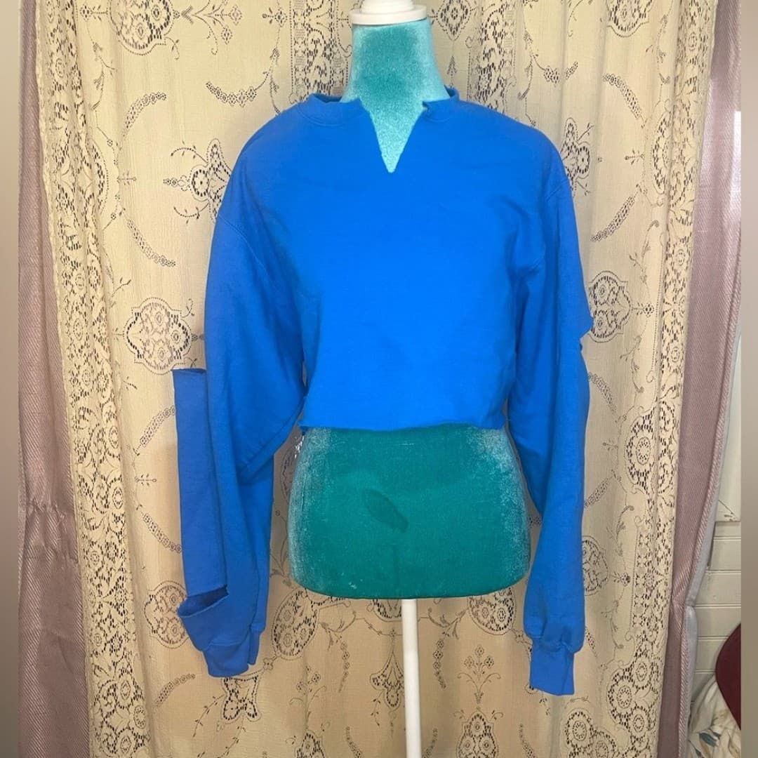 Port & company: vintage upcycled cropped sweater - Image 1