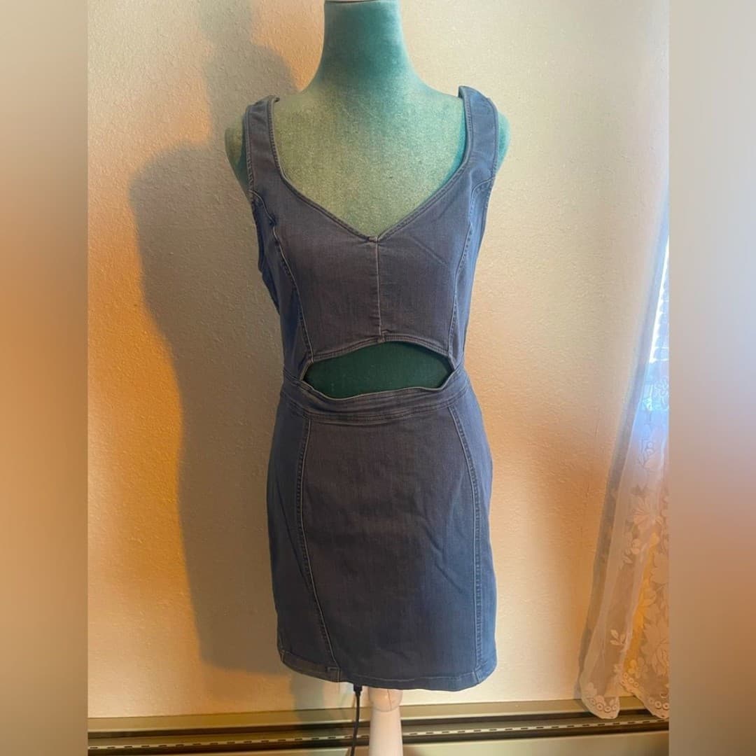 Iris: Blue Denim mini dress 8 - Image 1
