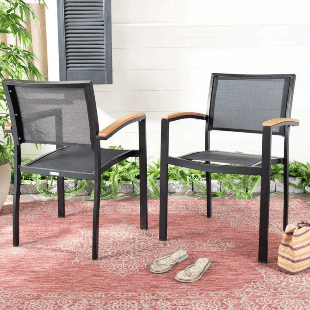 Safavieh Kaelan Stackable Chair - Black/Brown (Set of 6) - Image 1