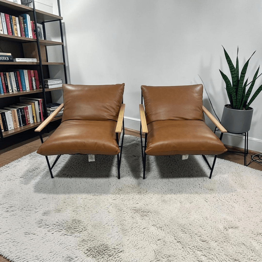 Denver Modern Vail Lounge Chair Set of 2 - Saddle Leather - Image 1
