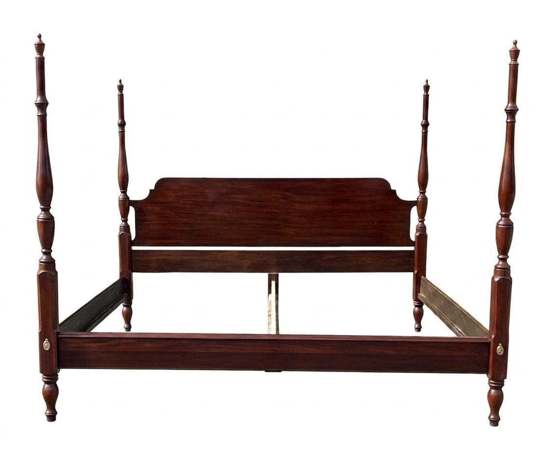Henkel Harris Virginia Galleries Solid Mahogany King Size Four Poster Bed - Image 1