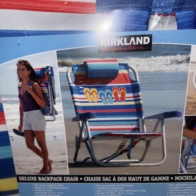 Kirkland Signature Deluxe Beach Backpack Chair Flipflop W Built In Cooler Pouch - Image 1