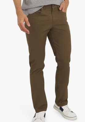 Chaps Men 36x32 Slim Straight Fit Stretch Waist Pants Dark Tan - Image 1