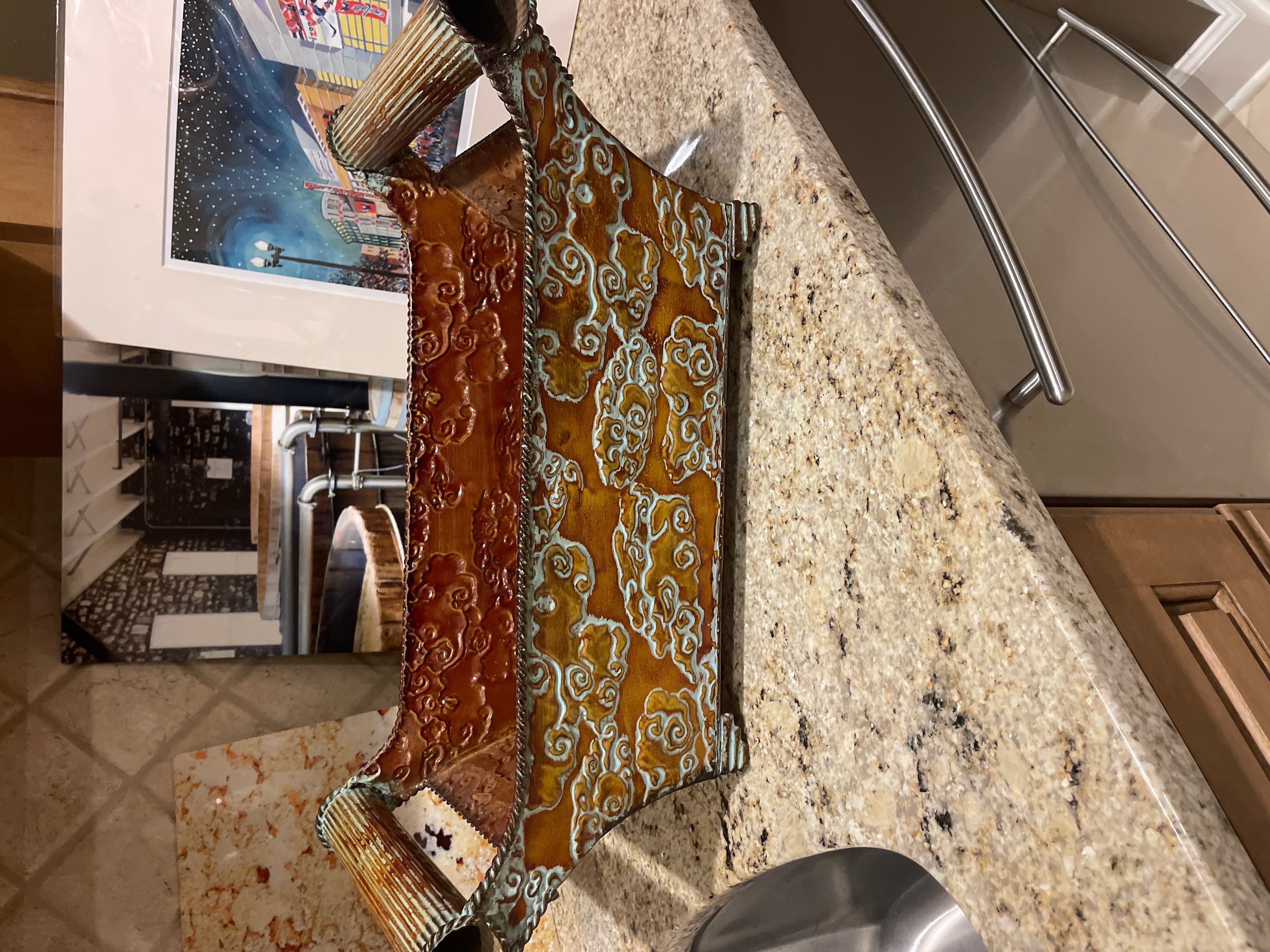 Vintage Decorative Ceramic Tray with Intricate Design - Image 1