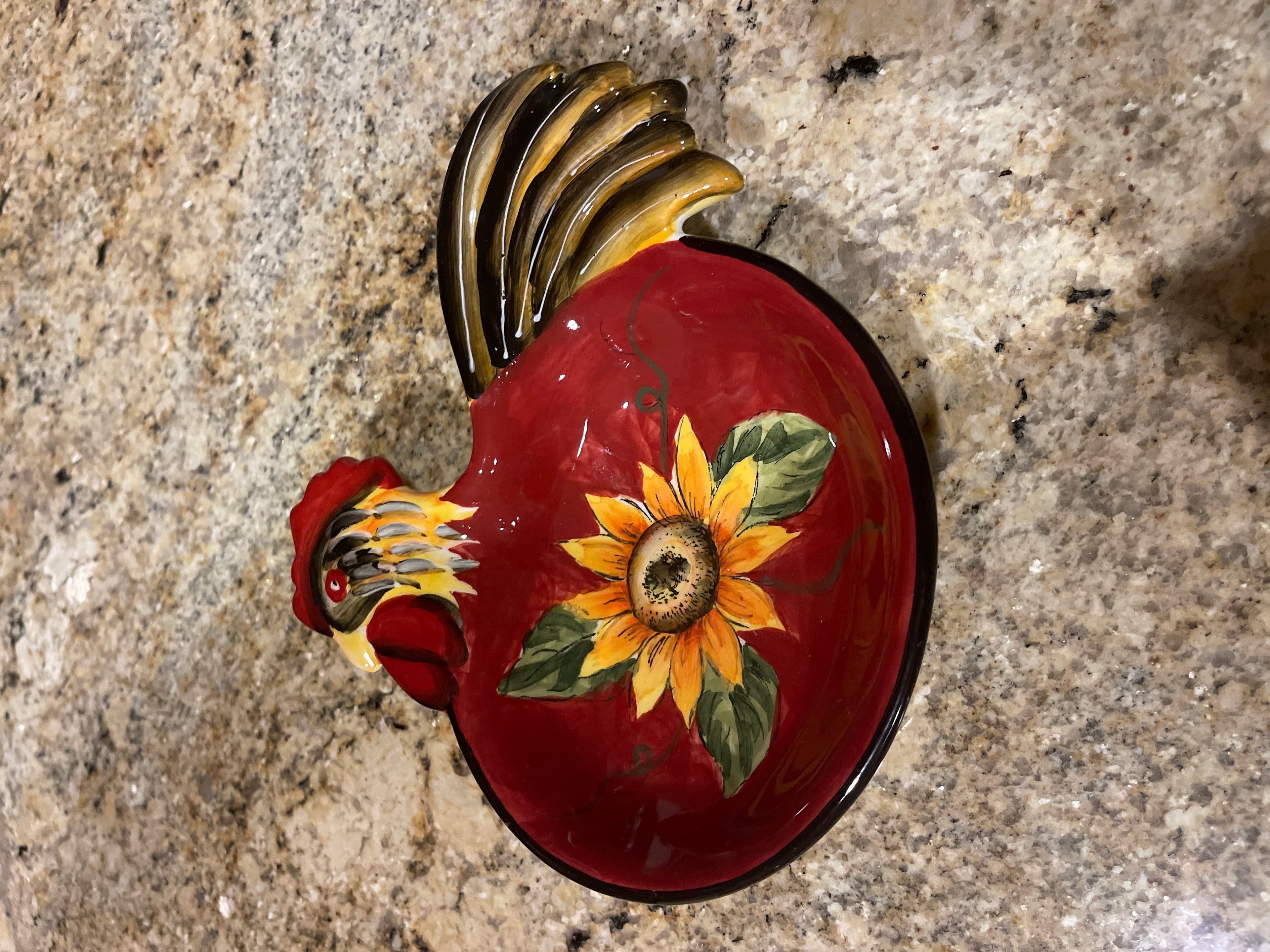 Rooster Dish with Sunflower Design - Image 1