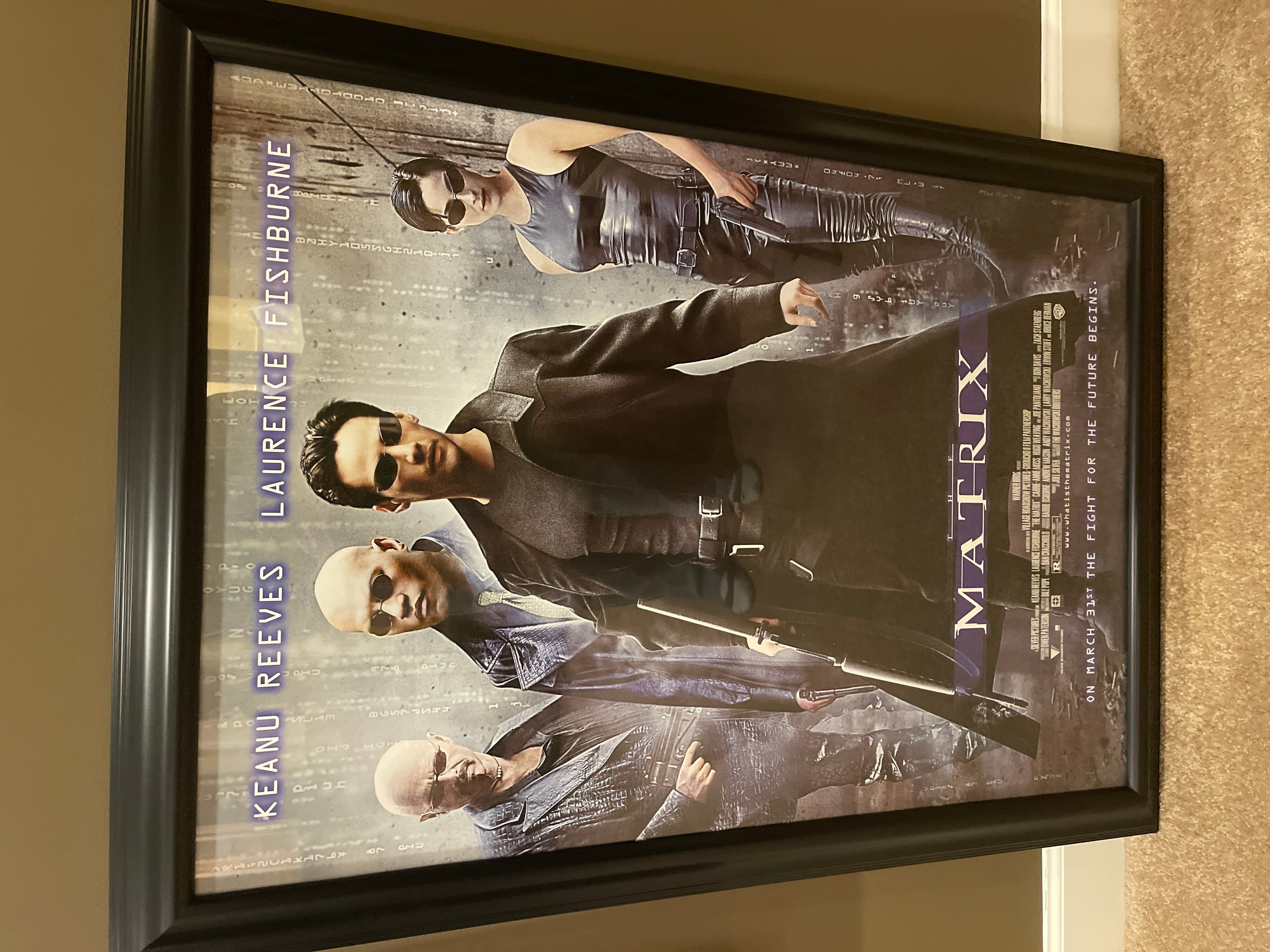 The Matrix Movie Poster Framed Keanu Reeves Laurence Fishburne - Image 1