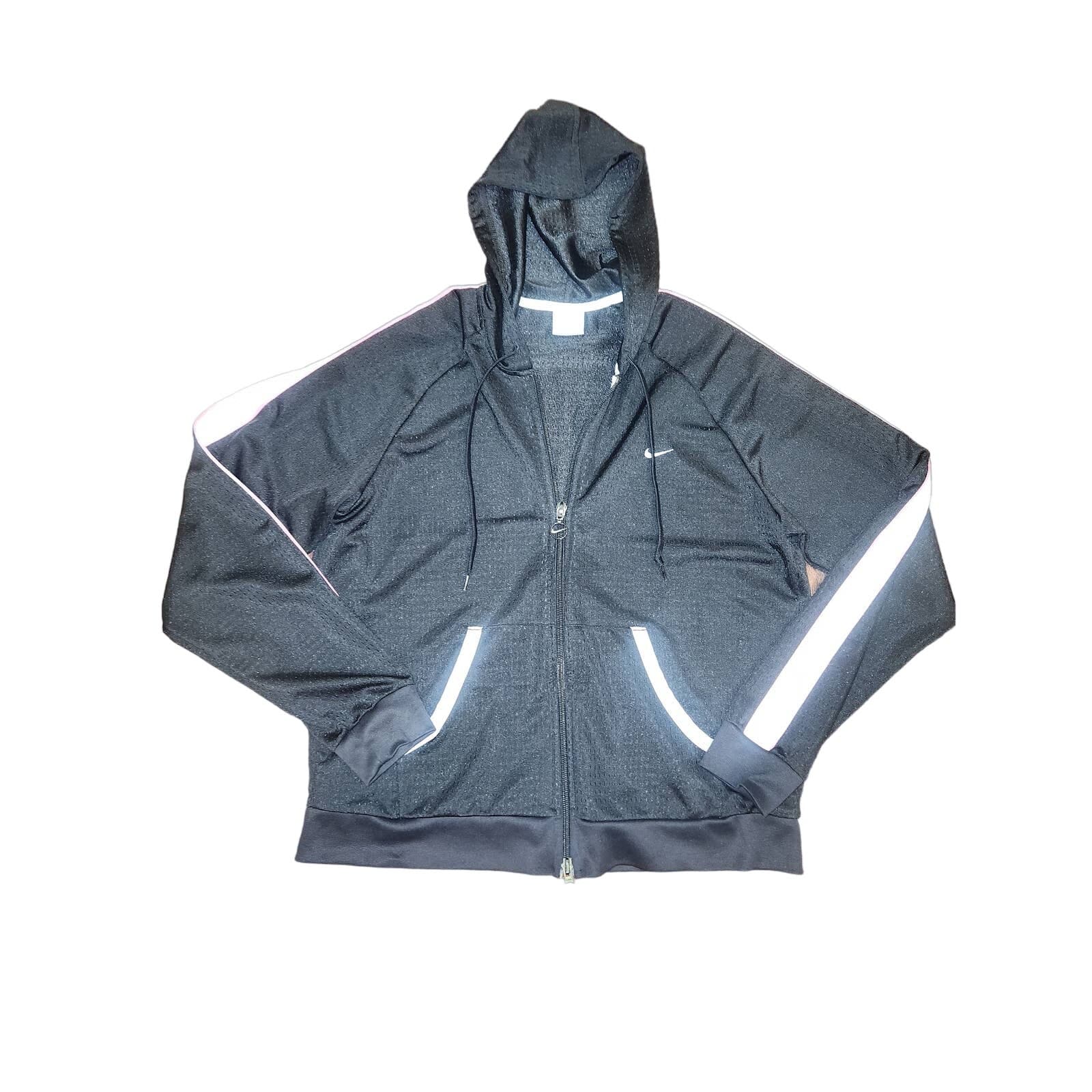 Nike Black Full Zip Hooded Basketball Mesh Jacket, Medium - Image 1
