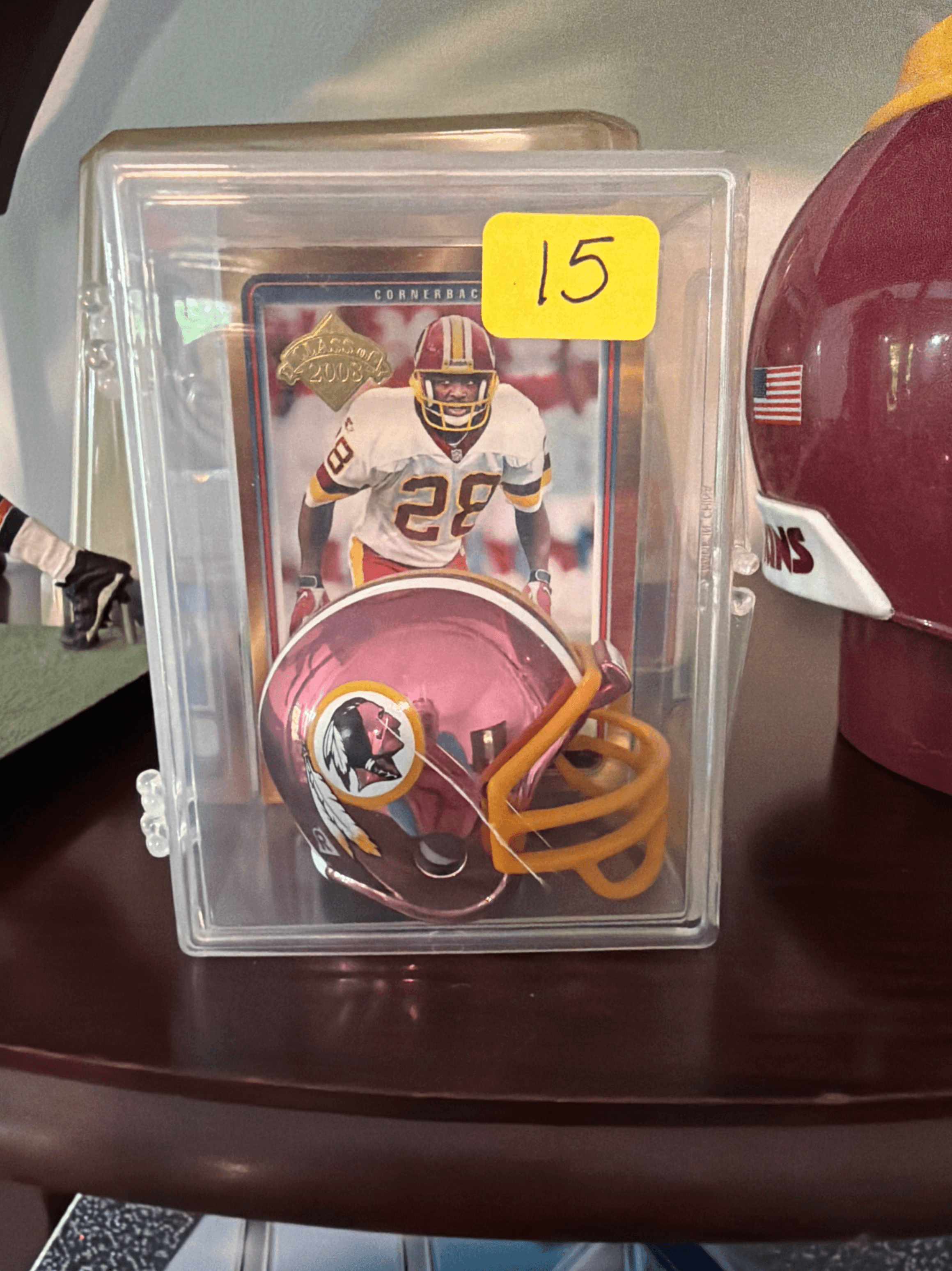 Washington Redskins Mini Helmet with Football Card Display