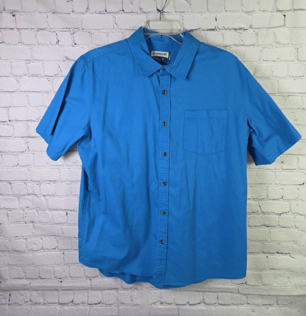 Magellan Men's XL Blue Classic Fit MagShield Short Sleeve Fishing Shirt