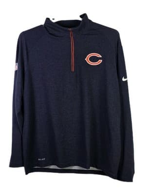 NIKE Chicago Bears XXL Blue 1/2 Zip Dri-Fit Long Sleeve Pullover