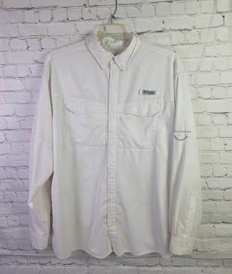 Columbia Men's XL White PFG Omni Shield Long Sleeve Fishing Shirt