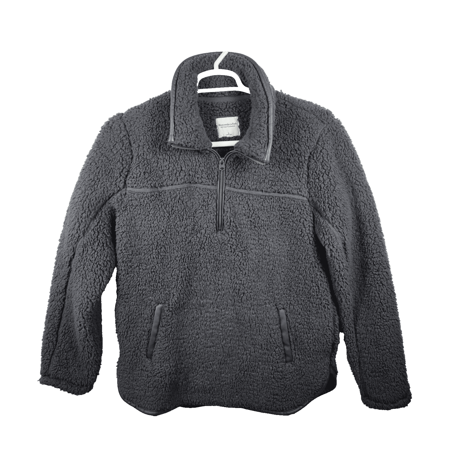 Abercrombie Sherpa Jacket Womens Large Soft Gray Quarter Zip Pullover RN 75654