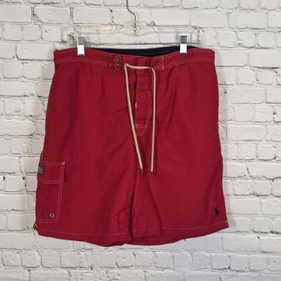 Polo Ralph Lauren Men's XL Mesh Lined Red Board Swimming Trunks