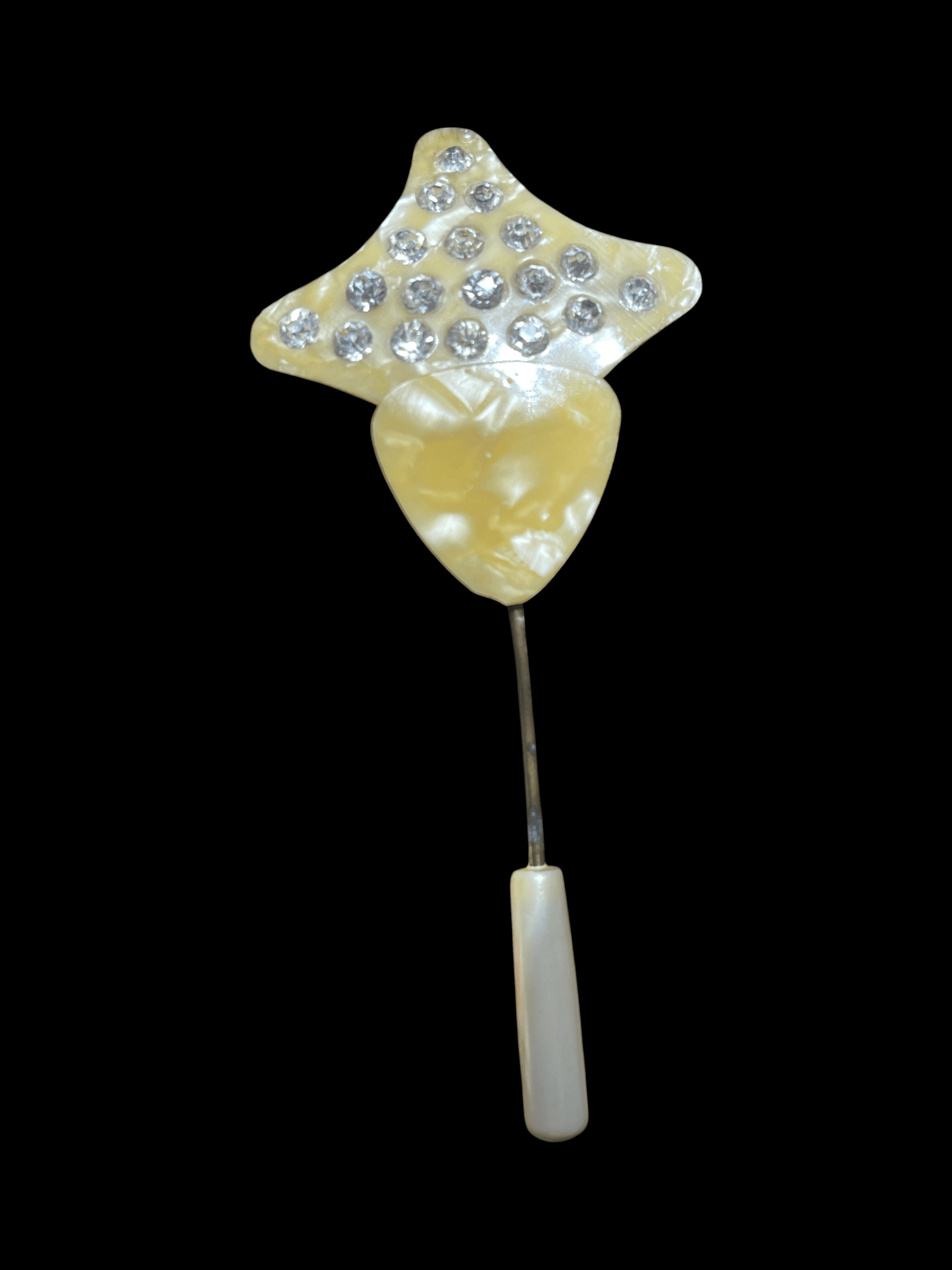 Antique Celluloid Rhinestone Art Deco Geometric Stick Pin Vintage Jewelry