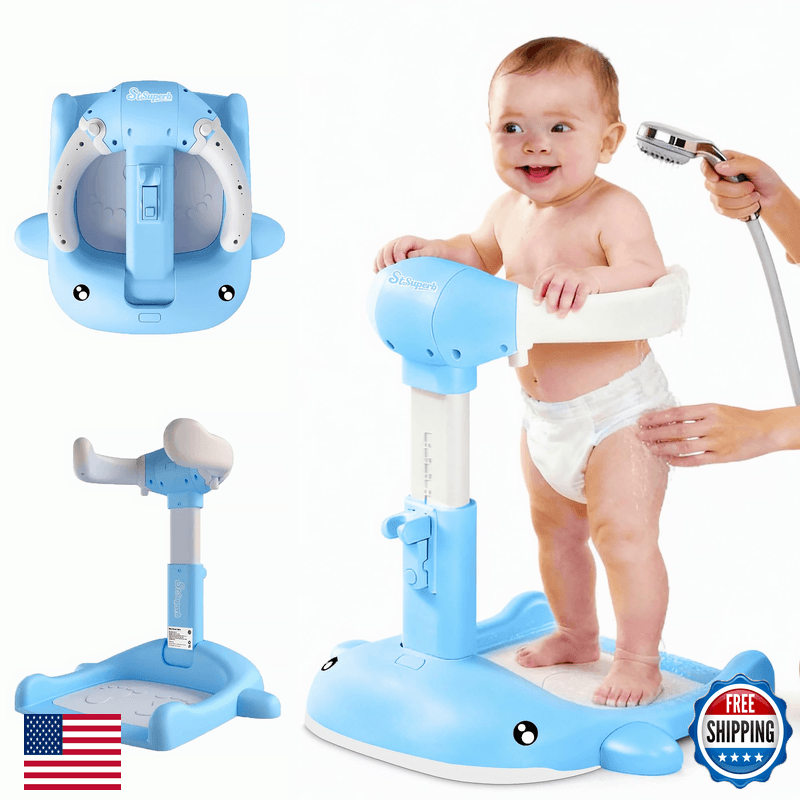 Steelsuperb Foldable Baby Shower Stand Toddler Shower Stand Anti-Slip Base - Image 1