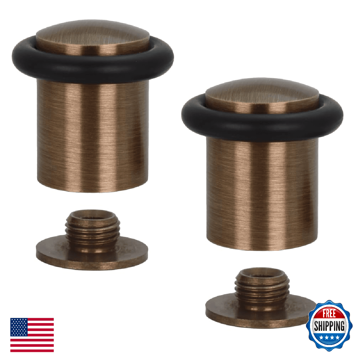 EVI Brass Floor Door Stops (2-Pack) Screw Fastening, Leather Finish - Image 1