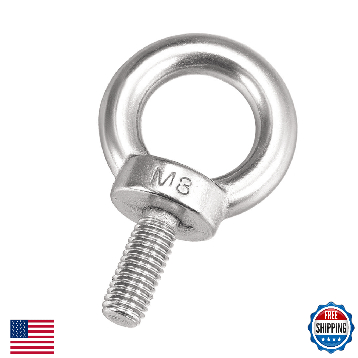 UXCELL M8 Lifting Eye Bolt 20mm Male Thread Metal Hanging Pack of 6 - Image 1