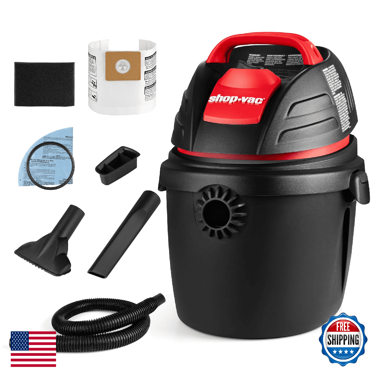 Shop-Vac 9303511 2.5 Gallon Wet Dry Vacuum, 2.5 Peak HP, 1.25 Inch Diameter x 4 - Image 1