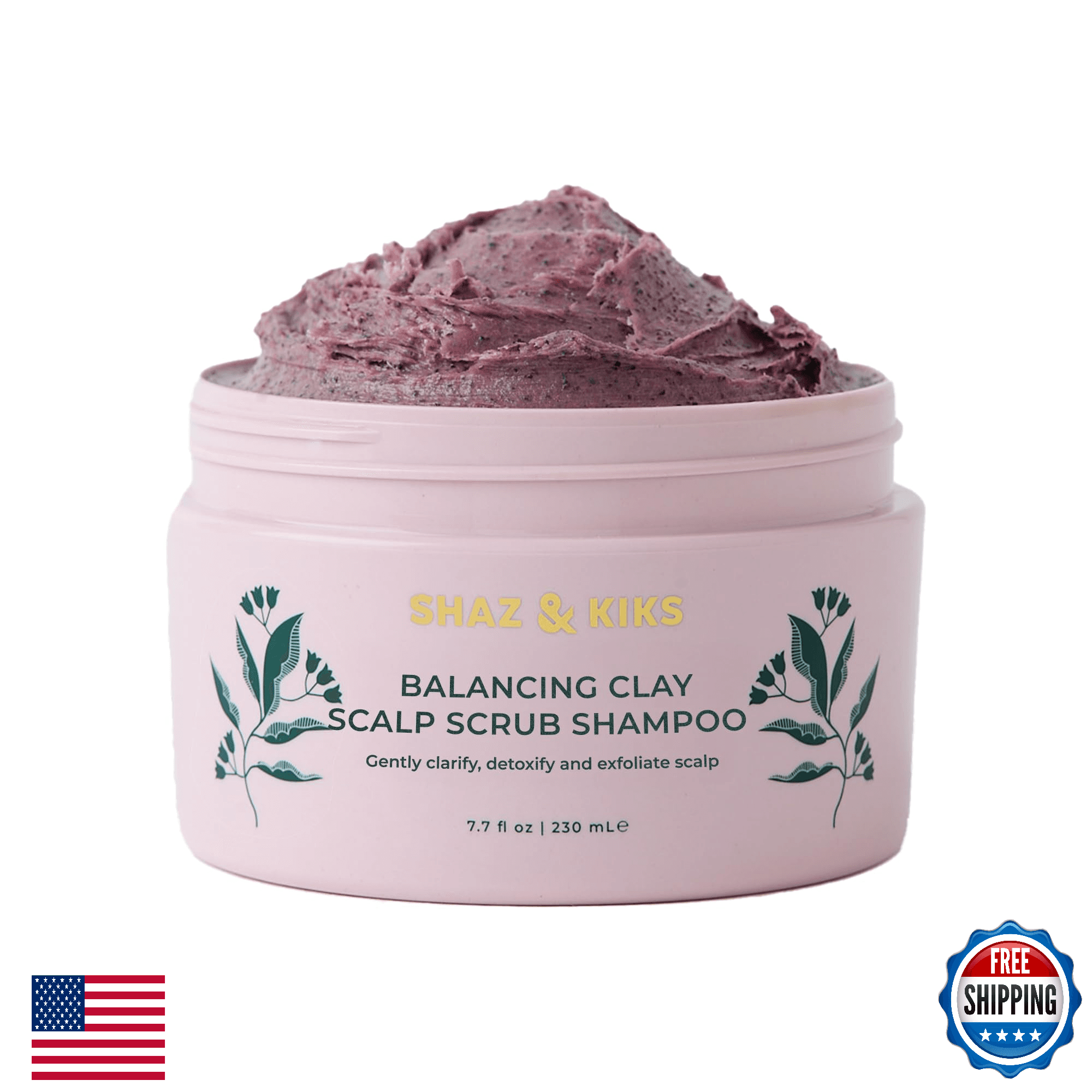 SHAZ & KIKS Balancing Clay Scrub Shampoo - Detox, Clarify, Exfoliate Scalp - Image 1