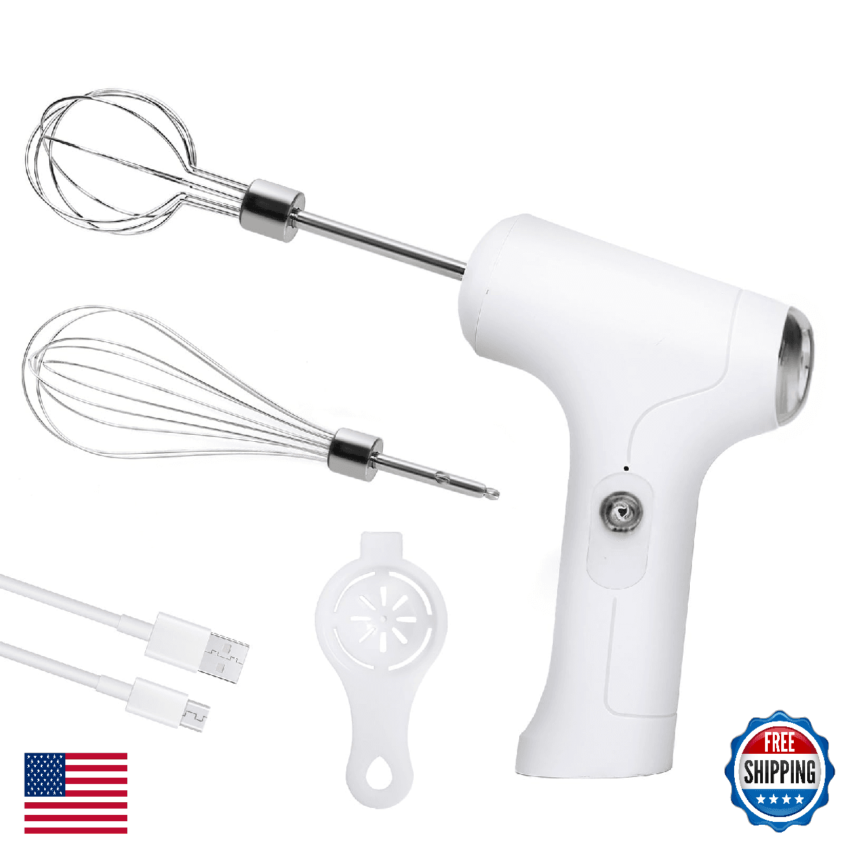 CHIDOYII Cordless Hand Mixer, Handheld Electric Whisk with 3 Speed Modes, Hand H - Image 1