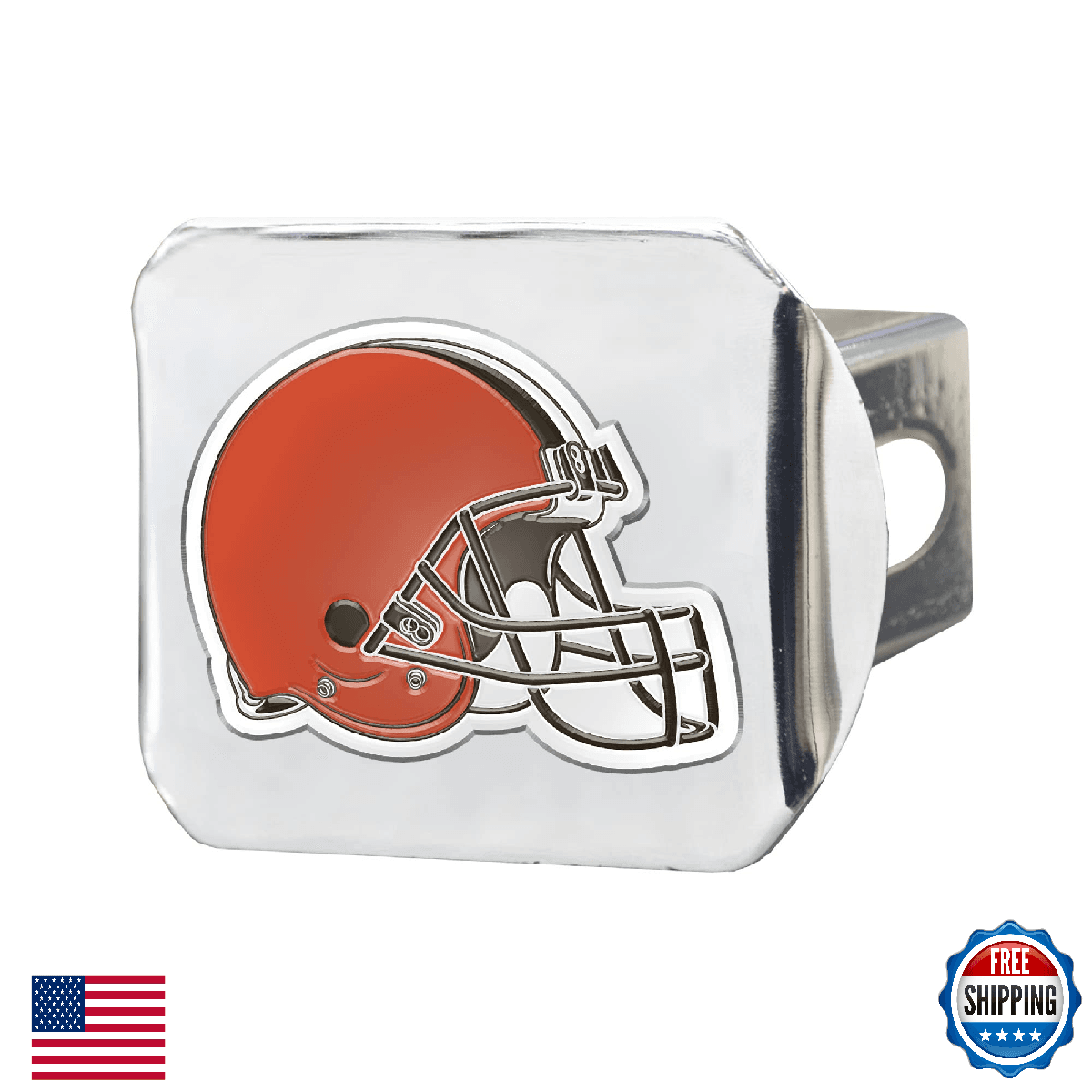 FANMATS Cleveland Browns Chrome Hitch Cover - 3D Color Emblem - Image 1