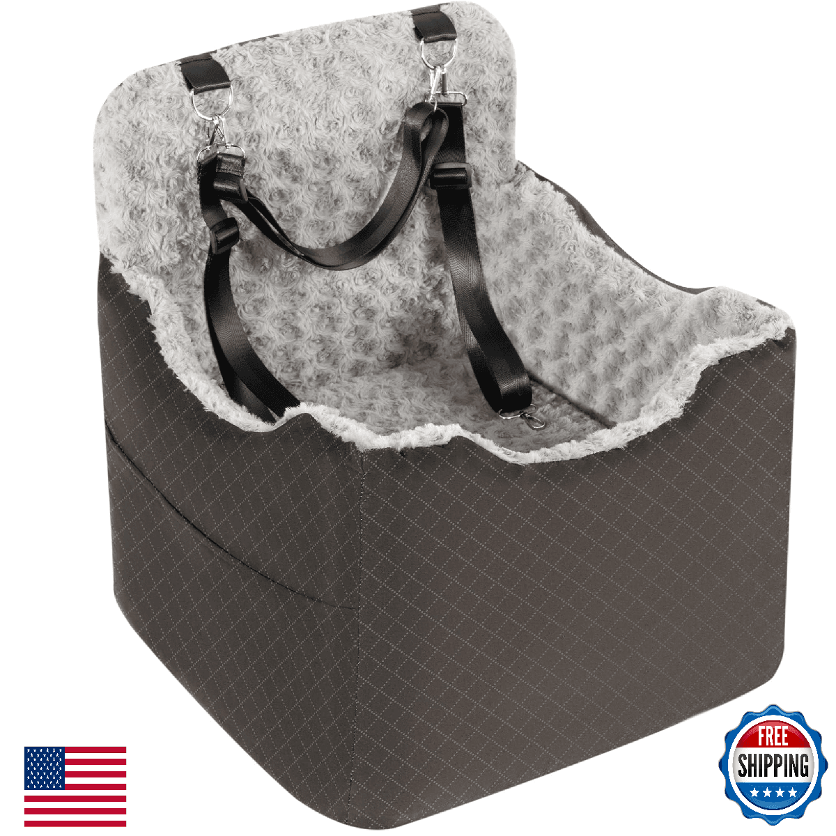 Rosynee Dog Car Seat Small Medium Dogs 6.7in Booster Travel Pet Seat Grey Black - Image 1