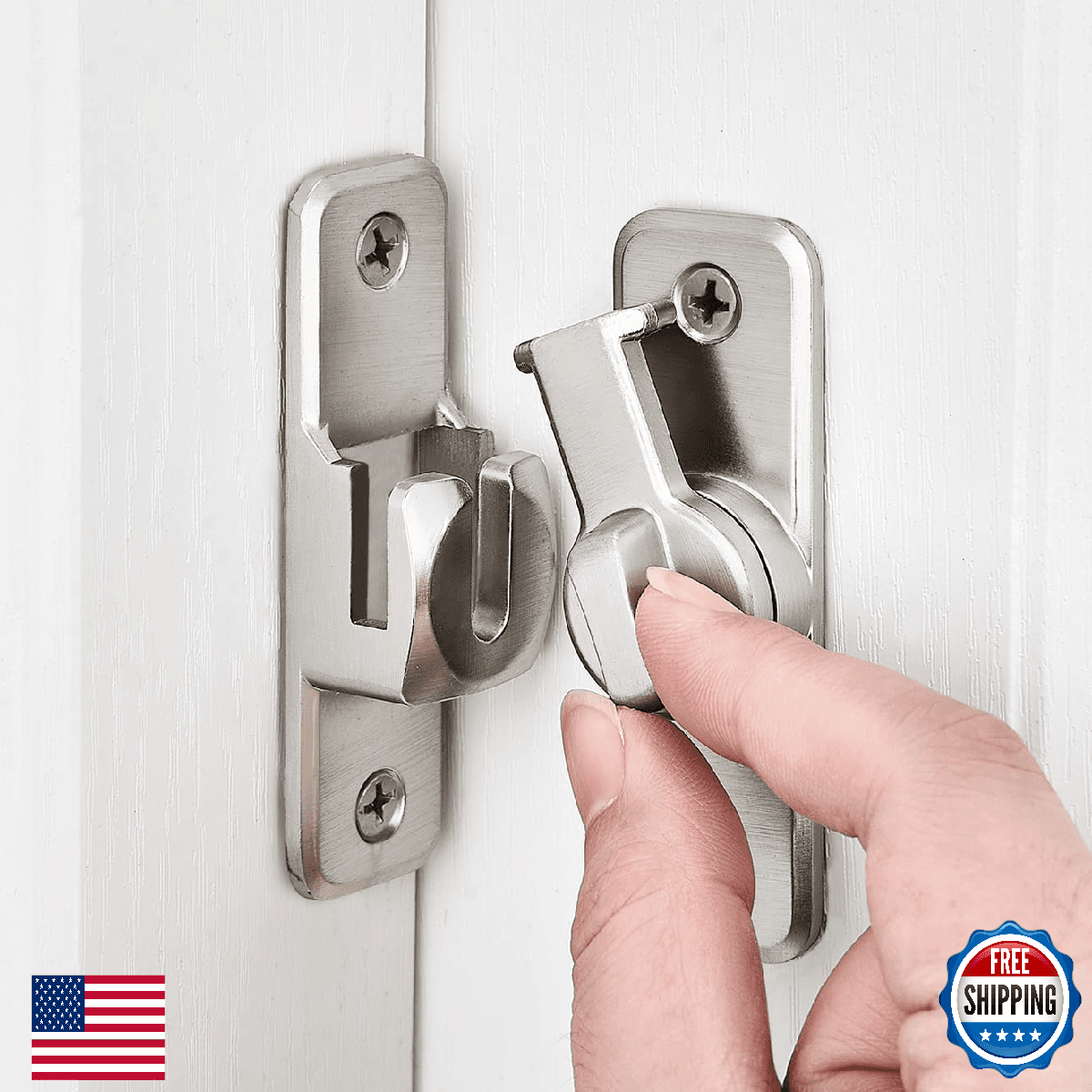 INIRET 3 Packs Silvery Enhanced Security Flip Latch Lock - Heavy-Duty 90/180 Deg - Image 1
