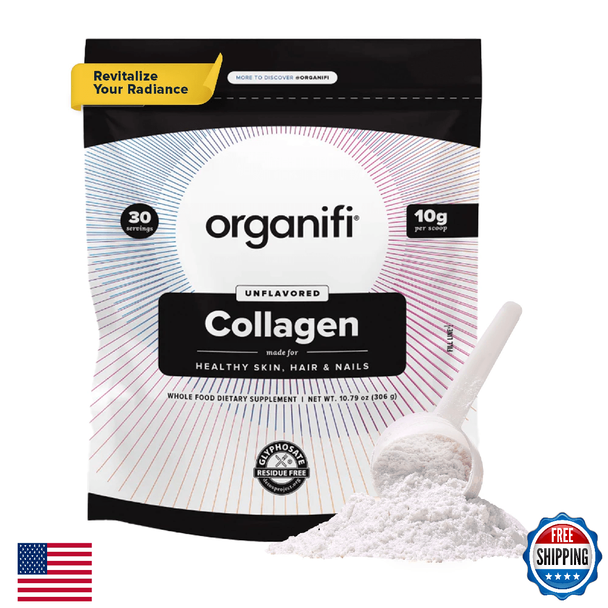 Organifi Collagen Powder - Hair, Nails, Skin - Types I, II, III, V, X - Image 1