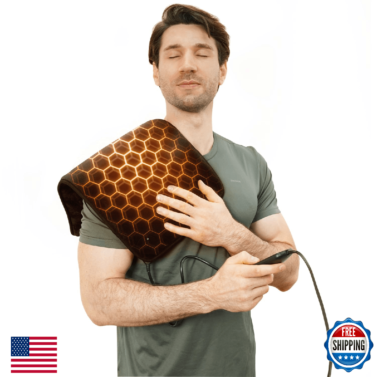 UTK 30s Fast Heating Pad for Back & Period Cramps, 3X Far Infrared Deeper Effect - Image 1