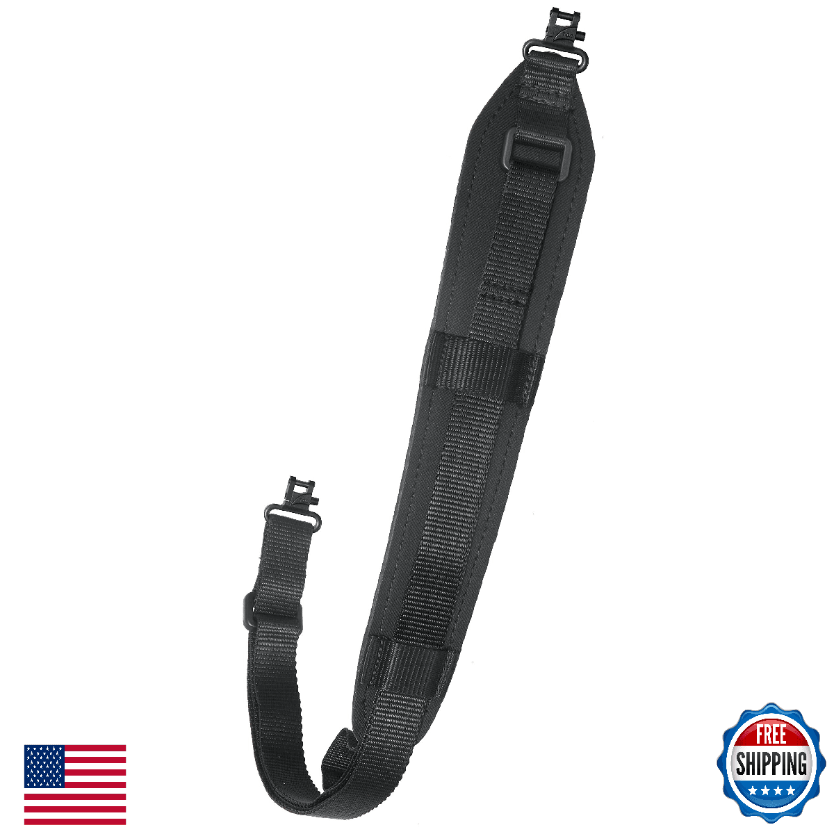Outdoor Connection Ultra-Comfort Padded Rifle Sling w/ QD Swivels - Black - Image 1