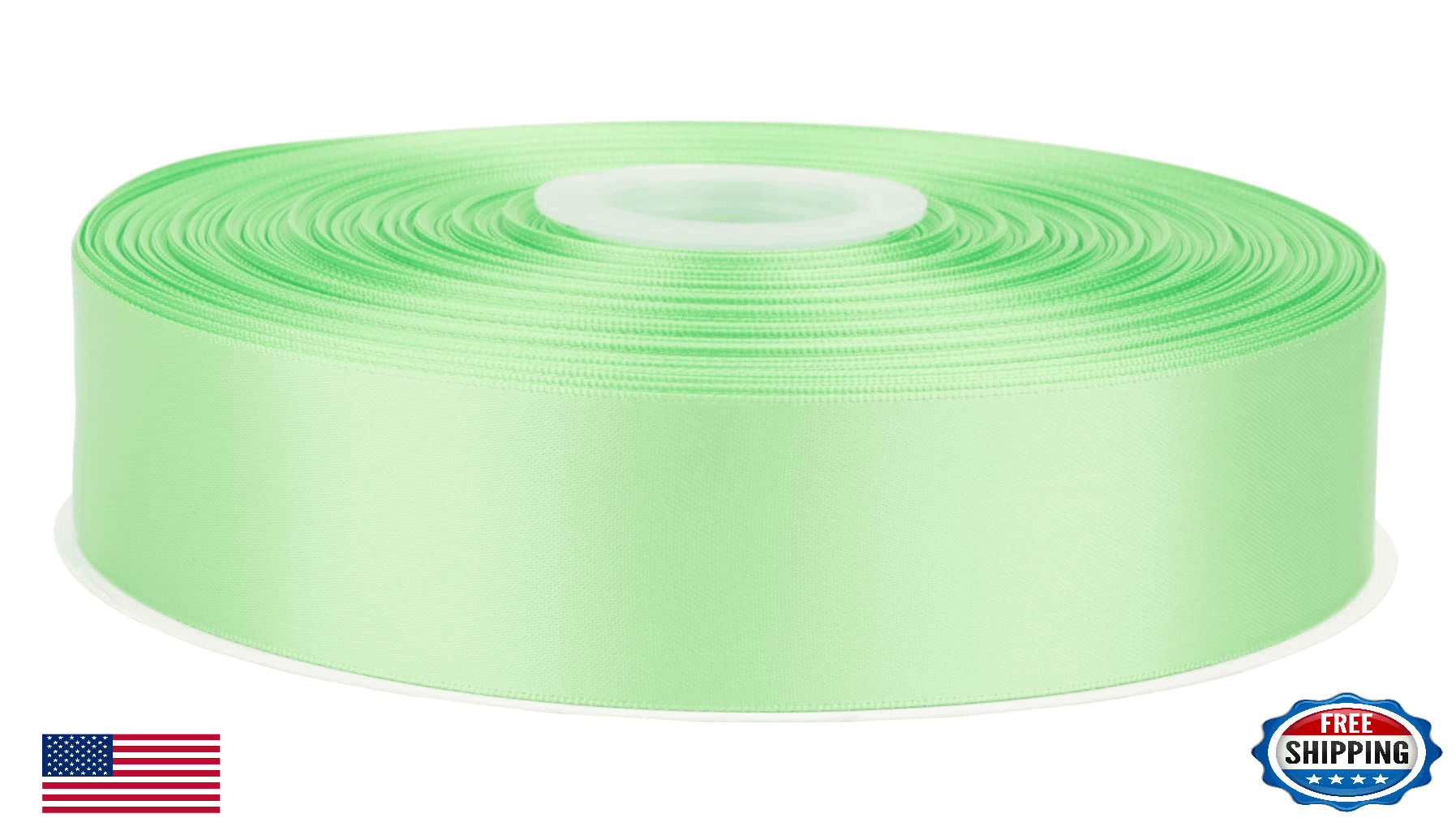 Fondersy 100 Yards Green Flash Double Faced Satin Ribbon - 1-1/2" Width for Wedd - Image 1